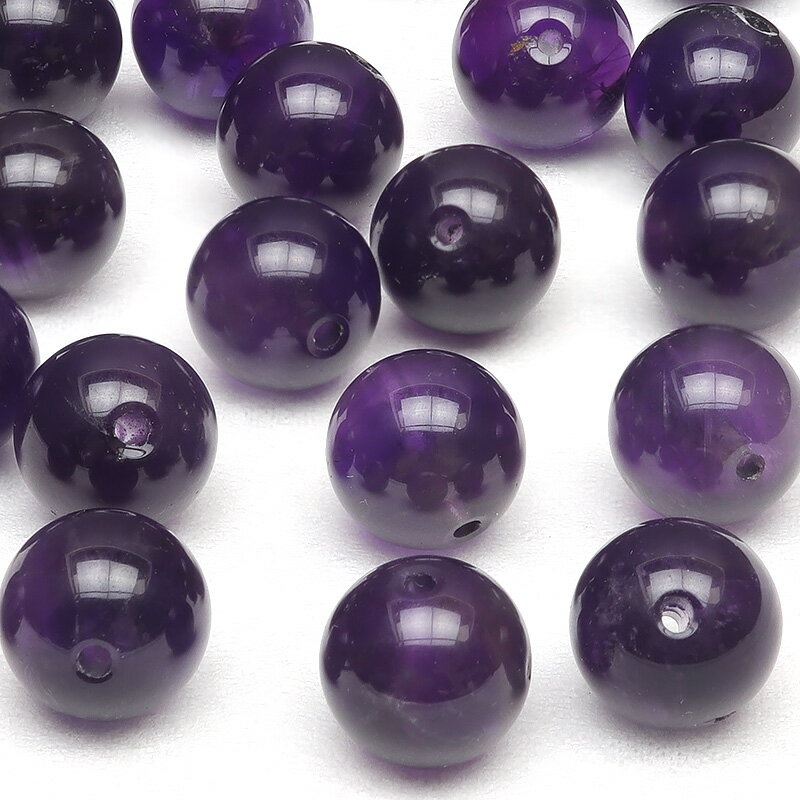 【粒販売】ザンビア産 アメジスト 丸玉 8mm【10粒販売】▽ アメシスト 紫水晶 Amethyst 2月の誕生石 ラウンド 丸ビーズ 粒売り 天然石 ビーズ パワーストーン パーツ アクセサリー 素材 材料