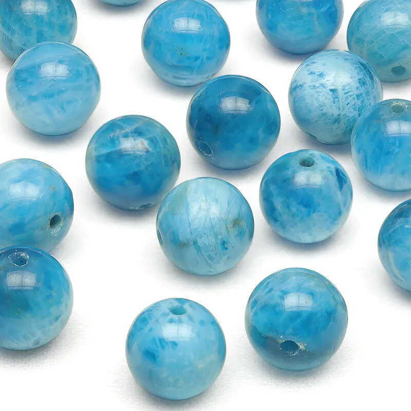 【粒販売】マリンブルーアパタイト 丸玉 8mm【4粒販売】▽ 燐灰石 Apatite ラウンド 丸ビーズ 粒売り 天然石 ビーズ パワーストーン パーツ アクセサリー 素材 材料