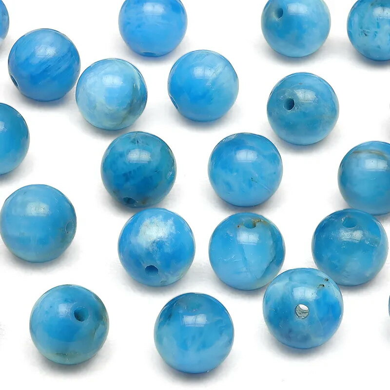 【粒販売】マリンブルーアパタイト 丸玉 6mm【5粒販売】▽ 燐灰石 Apatite ラウンド 丸ビーズ 粒売り 天然石 ビーズ パワーストーン パーツ アクセサリー 素材 材料