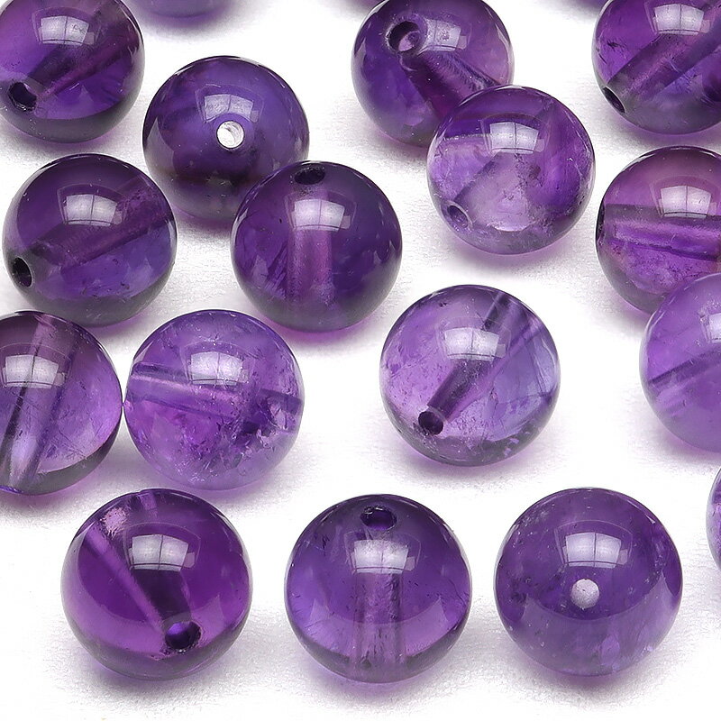 【粒販売】ザンビア産 アメジスト 丸玉 8mm【4粒販売】▽ アメシスト 紫水晶 Amethyst 2月の誕生石 ラウンド 丸ビーズ 粒売り 天然石 ビーズ パワーストーン パーツ アクセサリー 素材 材料