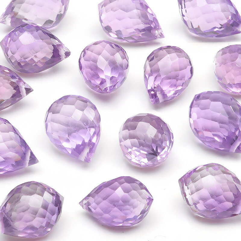 【粒販売】ブラジル産 ピンクアメジスト ドロップカット 11～12mm【2粒販売】▽ アメシスト 紫水晶 Amethyst 2月の誕生石 しずく 雫 粒売り 天然石 ビーズ パワーストーン パーツ アクセサリー 素材 材料