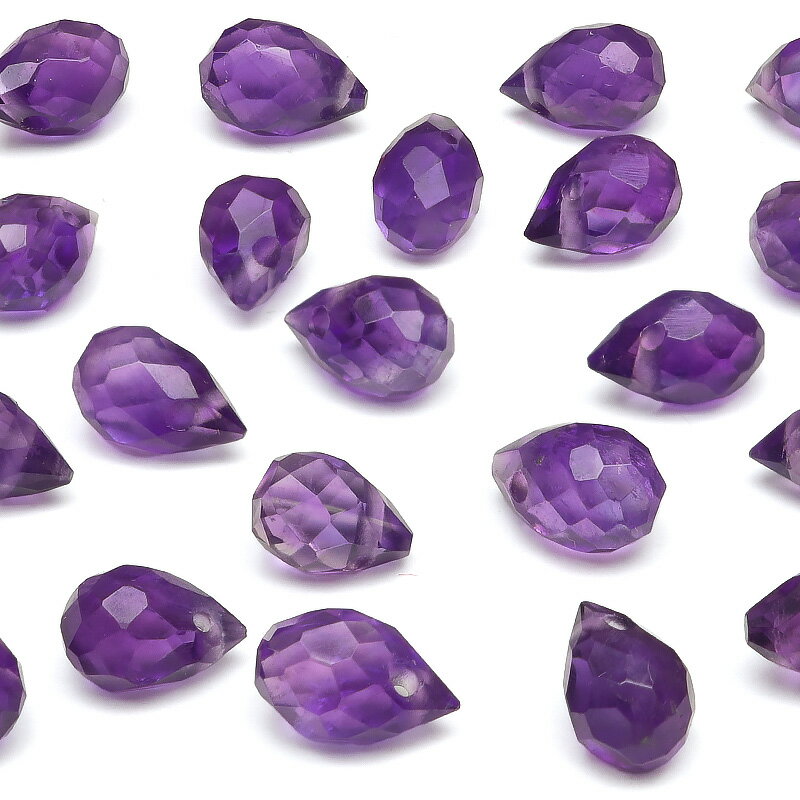 【粒販売】アメジスト ドロップカット 7×5mm【8粒販売】▽ アメシスト 紫水晶 Amethyst 2月の誕生石 しずく 雫 粒売り 天然石 ビーズ パワーストーン パーツ アクセサリー 素材 材料 1