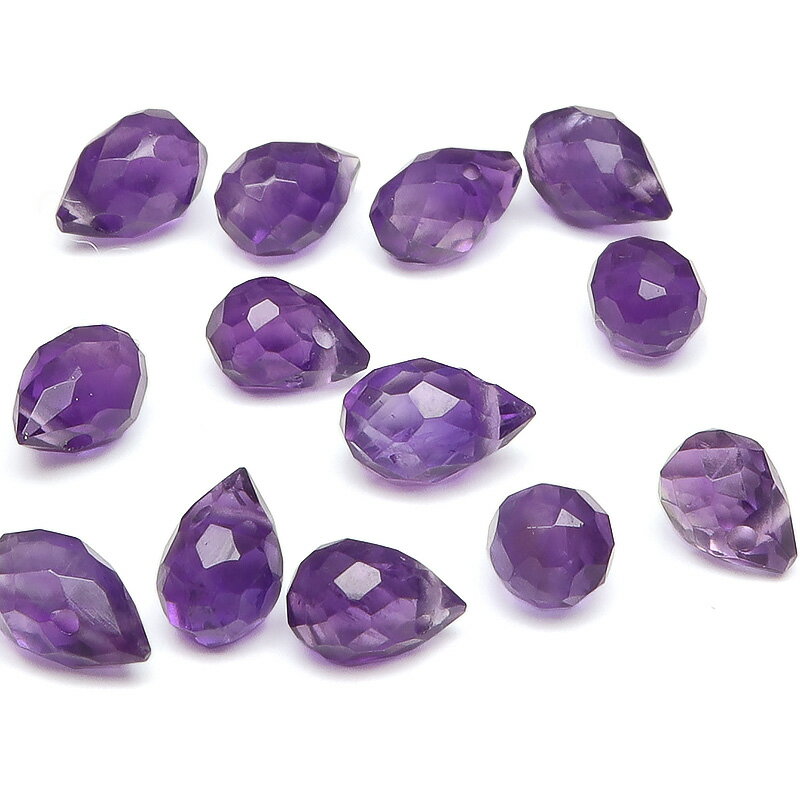 【粒販売】アメジスト ドロップカット 7×5mm【8粒販売】▽ アメシスト 紫水晶 Amethyst 2月の誕生石 しずく 雫 粒売り 天然石 ビーズ パワーストーン パーツ アクセサリー 素材 材料 2