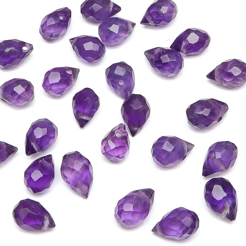 【粒販売】アメジスト ドロップカット 7×5mm【8粒販売】▽ アメシスト 紫水晶 Amethyst 2月の誕生石 しずく 雫 粒売り 天然石 ビーズ パワーストーン パーツ アクセサリー 素材 材料 3