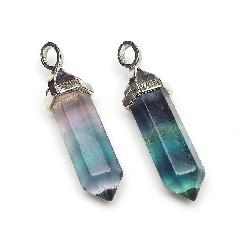 マルチカラーフローライト 氷柱型 ペンダントトップ【2コ販売】▽ フローライト フルオライト 蛍石 Fluorite ペンダント シルバー 天然石 ビーズ パワーストーン パーツ アクセサリー 素材 材料