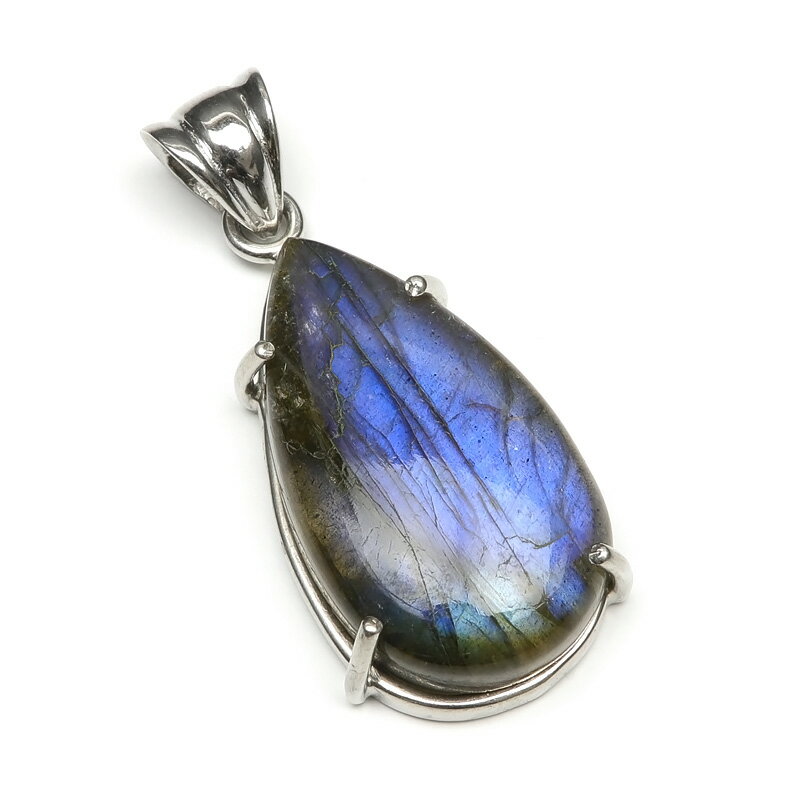 ラブラドライト ペンダントトップ No.6【1点もの】▽ ラブラドレッセンス 曹灰長石 Labradorite ペンダント シルバー 天然石 ビーズ パワーストーン パーツ アクセサリー 素材 材料