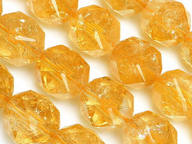シトリン スターカット 丸玉 12mm［プレミアムカット］【1連販売】▽ シトリントパーズ 黄水晶 Citrine 11月の誕生石 面カット ラウンドカット 連売り 天然石 ビーズ パワーストーン パーツ アクセサリー 素材 材料