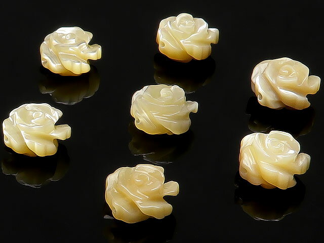 【粒販売】マザーオブパール ベージュ 薔薇彫刻 8mm【4粒販売】▽ シェル 真珠母貝 MOP Mother of pearl 粒売り 天然石 ビーズ パワーストーン パーツ アクセサリー 素材 材料