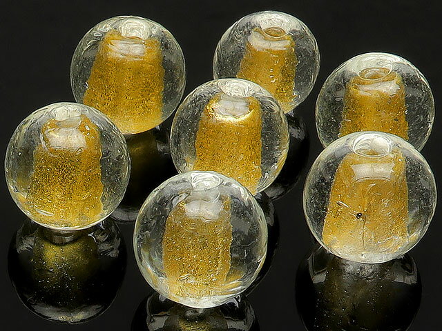 【粒販売】とんぼ玉 丸玉 12mm［金箔］【7粒販売】▽ ほたる玉 ホタル玉 ホタルガラス ガラス玉 グラスビーズ ラウンド 丸ビーズ ビーズ パワーストーン パーツ アクセサリー 素材 材料