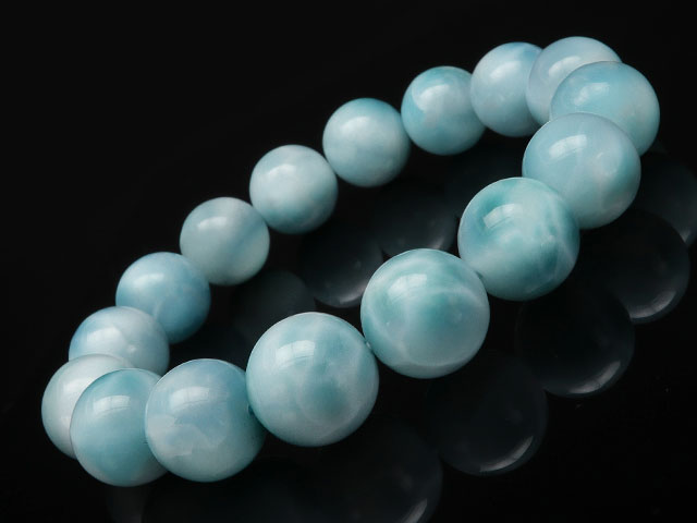【鑑別書付き】ラリマー 丸玉ブレス 13mm No.1【1点もの】▽ ペクトライト ラリマール ドルフィンストーン Larimar ブレスレット 数珠 ラウンド...