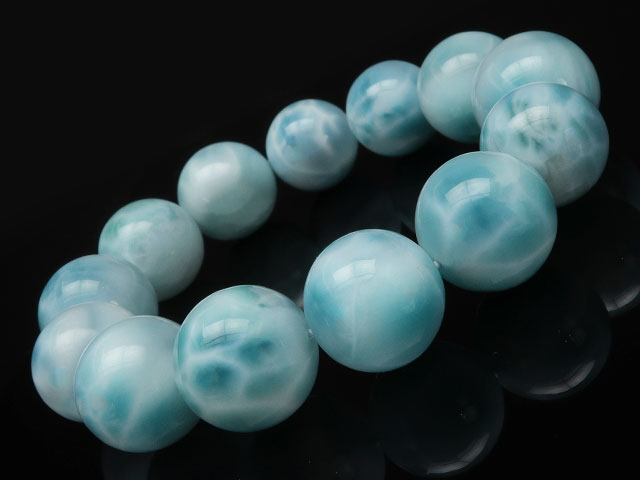 【鑑別書付き】ラリマー 丸玉ブレス 17〜19mm No.2【1点もの】