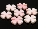 【粒販売】クイーンコンクシェル クローバー 15mm【3粒販売】▽ コンク貝 ピンクガイ Queen conch shell 粒売り 天然石 ビーズ パワーストーン パーツ アクセサリー 素材 材料
