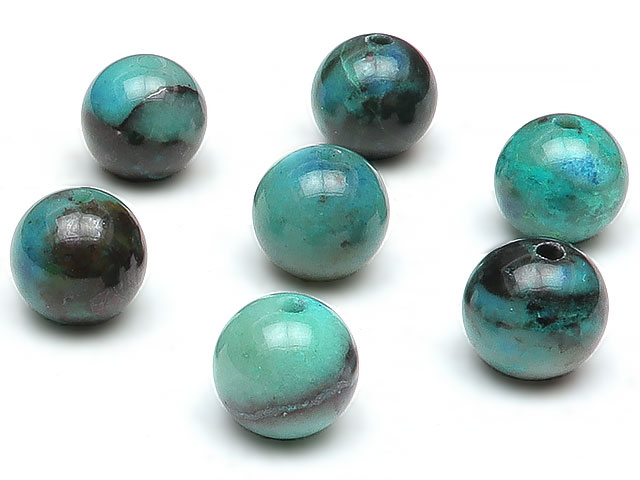 【粒販売】ブラジル産 クリソコラ 丸玉 8mm【3粒販売】▽ クリソコーラ 珪孔雀石 エイラットストーン Chrysocolla ラウンド 丸ビーズ 粒売り 天然石 ビーズ パワーストーン パーツ アクセサリー 素材 材料のサムネイル