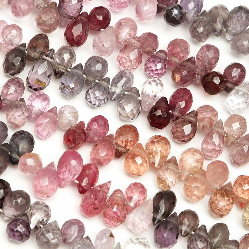 マルチカラースピネル ドロップカット 3〜6mm【1連販売】▽ スピネル 尖晶石 Spinel 8月の誕生石 しずく 雫 連売り 天然石 ビーズ パワーストーン...