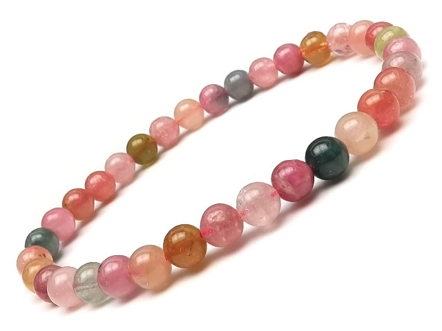 アフガニスタン産 マルチカラートルマリン 丸玉ブレス 6mm No.1【1点もの】▽ ピンクトルマリン グリーントルマリン 電気石 Tourmaline 10月...