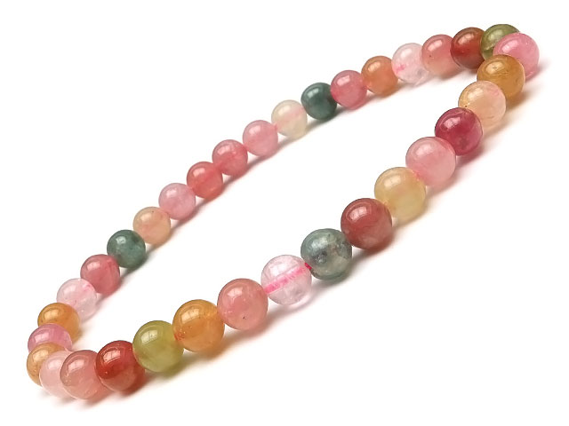 アフガニスタン産 マルチカラートルマリン 丸玉ブレス 6mm No.2【1点もの】▽ ピンクトルマリン グリーントルマリン 電気石 Tourmaline 10月...