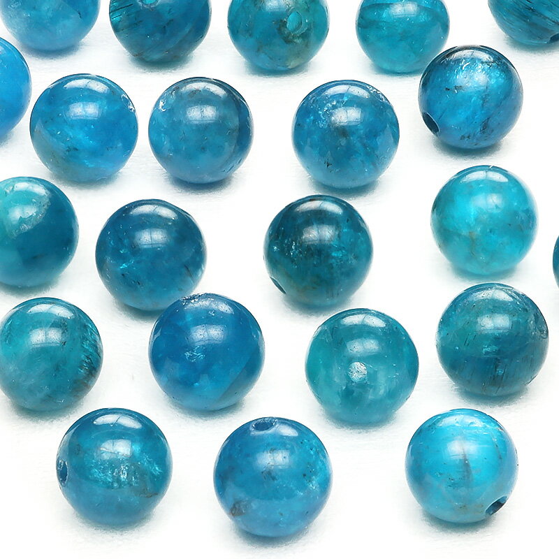 【粒販売】マダガスカル産 ブルーアパタイト 丸玉 6mm【4粒販売】▽ アパタイト 燐灰石 Apatite ラウンド 丸ビーズ 粒売り 天然石 ビーズ パワース...
