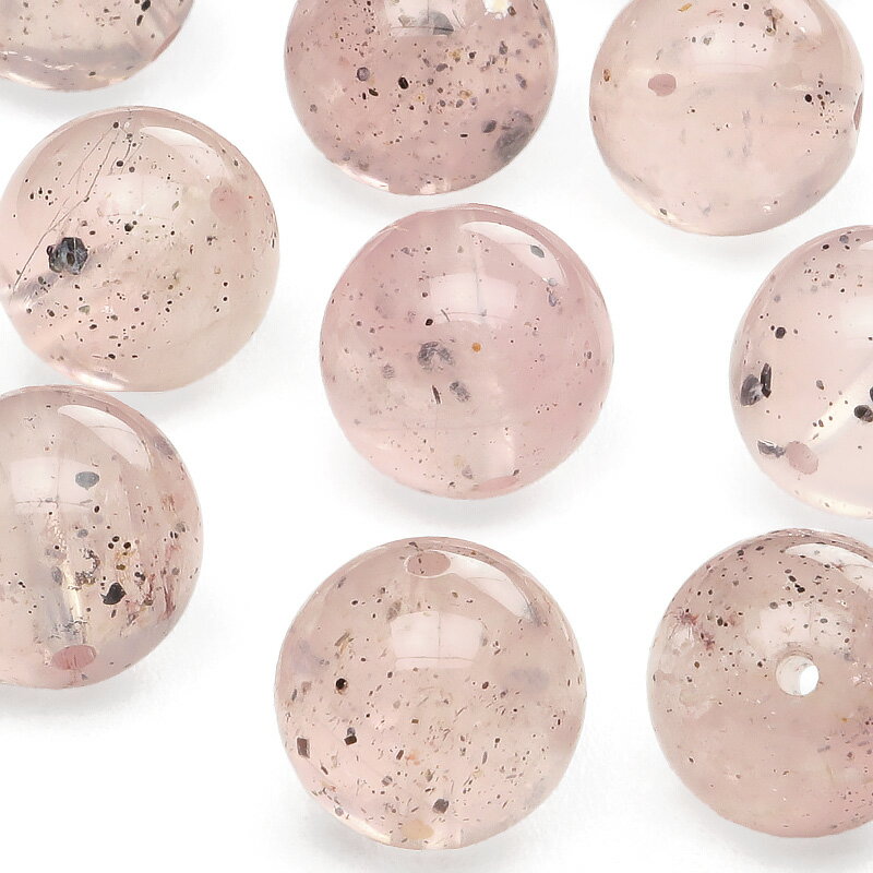 【粒販売】マダガスカル産 マイカインスターローズクォーツ 丸玉 10mm【2粒販売】▽ スターローズクォーツインマイカ 紅水晶 ラウンド 丸ビーズ 粒売り 天然...