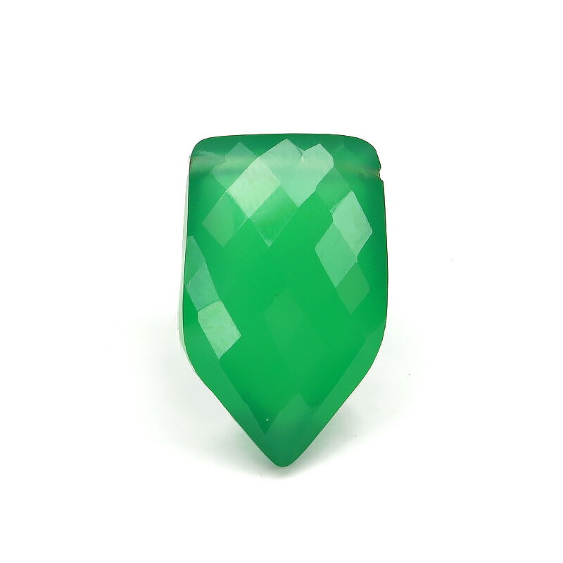 【粒販売】インド産 グリーンオニキス ホームベースファセットカット 16×10mm【1粒販売】▽ グリーンメノウ グリーンアゲート 瑪瑙 Onyx Agate ...