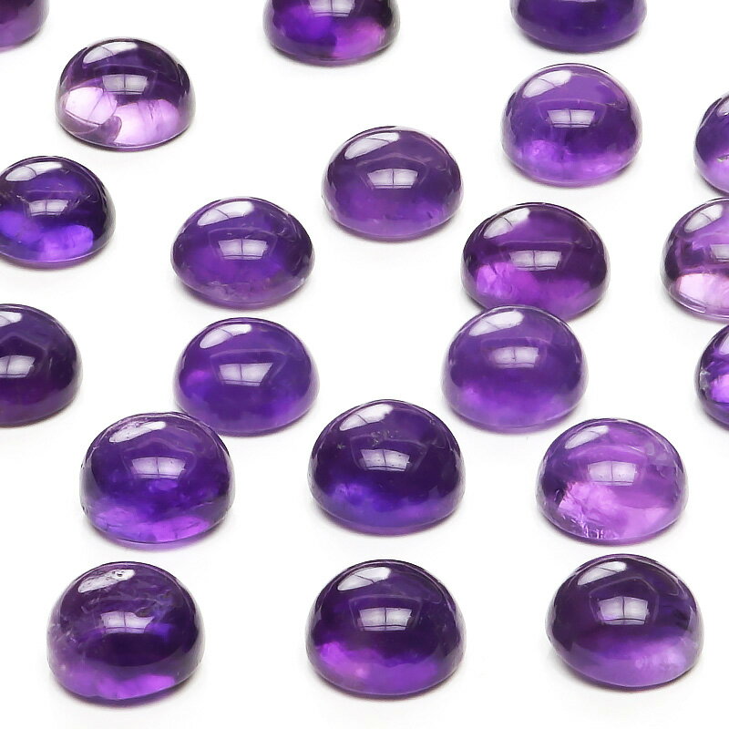 ザンビア産 アメジスト コイン カボション 6×3mm【2コ販売】▽ アメシスト 紫水晶 Amethyst 2月の誕生石 ルース 粒売り 天然石 ビーズ パワー...