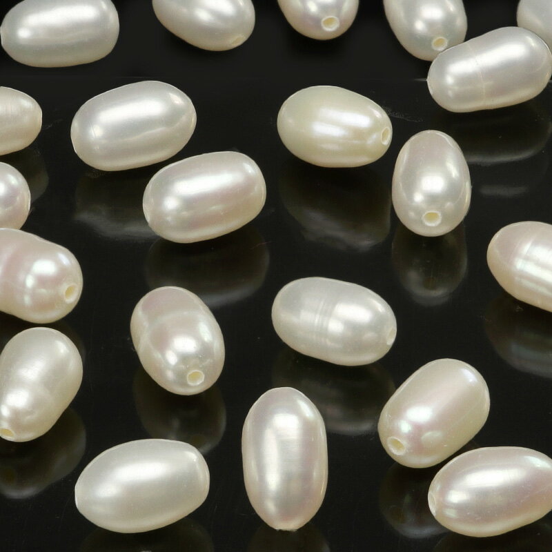 【粒販売】淡水真珠 パール ライス 7×5mm【6粒販売】▽ 本真珠 淡水パール パール Pearl 6月の誕生石 ナツメ 粒売り 天然石 ビーズ パワーストー...