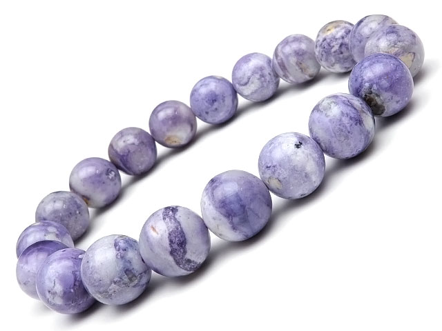 ティファニーストーン 丸玉ブレス 10mm No.17【1点もの】▽ オパライズドフローライト アイスクリームオパライト Tiffany stone ブレスレッ...