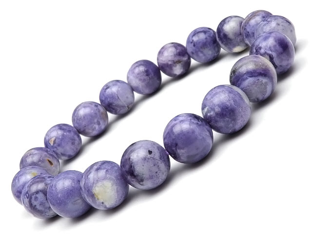 ティファニーストーン 丸玉ブレス 10mm No.19【1点もの】▽ オパライズドフローライト アイスクリームオパライト Tiffany stone ブレスレッ...