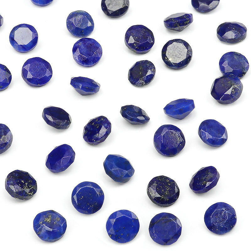 アフガニスタン産 ラピスラズリ コインファセットカット ルース 4mm【6コ販売】▽ ラズライト 瑠璃 青金石 Lapis lazuli 12月の誕生石 ラウン...