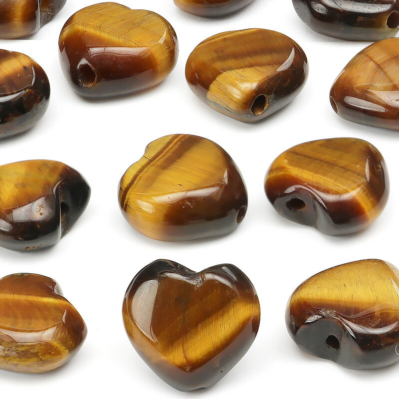 【粒販売】イエロータイガーアイ ハート 10×5mm【4粒販売】▽ タイガーズアイ 虎目石 Tiger's eye 粒売り 天然石 ビーズ パワーストーン パー...