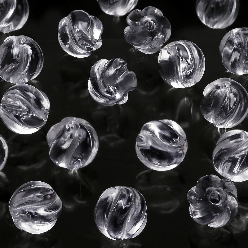 【粒販売】天然水晶 クリスタルクォーツ S字彫刻 丸玉 6mm【8粒販売】▽ クリスタル 水晶 本水晶 ロッククリスタル 水精 石英 Crystal quart...