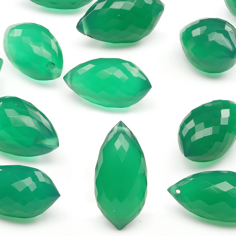 【粒販売】インド産 グリーンオニキス マーキスカット 11〜12mm【2粒販売】▽ グリーンメノウ グリーンアゲート 瑪瑙 Onyx Agate 粒売り 天然石...