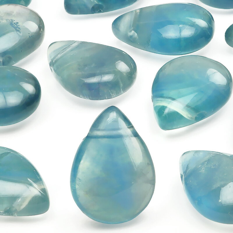 【粒販売】ブルーフローライト ペアシェイプ 14×10mm【2粒販売】▽ フローライト フルオライト 蛍石 Fluorite しずく 雫 粒売り 天然石 ビーズ...