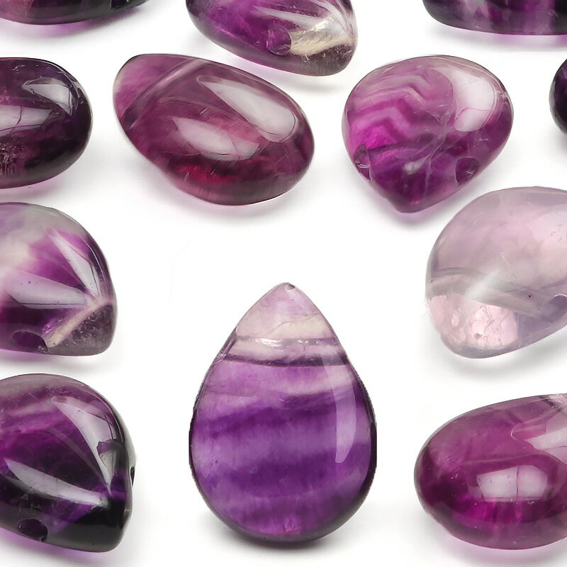 【粒販売】パープルフローライト ペアシェイプ 12×9mm【4粒販売】▽ フローライト フルオライト 蛍石 Fluorite しずく 雫 粒売り 天然石 ビーズ...