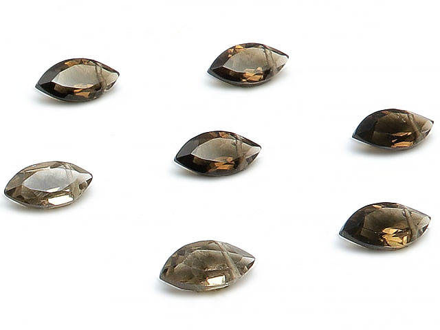 スモーキークォーツ マーキスファセットカット 8×4mm［プレミアムカット］▽ 煙水晶 Smoky quartz 粒売り 天然石 ビーズ パワーストーン パーツ アクセサリー 素材 材料