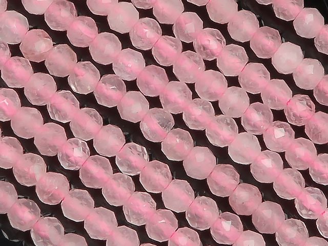 ローズクォーツ ボタンカット 2mm【1連販売】▽ 紅水晶 バラ石英 Rose quartz 10月の誕生石 連売り 天然石 ビーズ パワーストーン パーツ アクセサリー 素材 材料