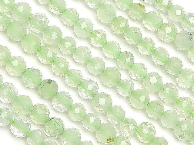 プレナイト 面カット 丸玉 2mm【1連販売】 ブドウ石 葡萄石 Prehnite 天秤座の守護石 ラウンドカット 極小 連売り 天然石 ビーズ パワーストーン パーツ アクセサリー 素材 材料