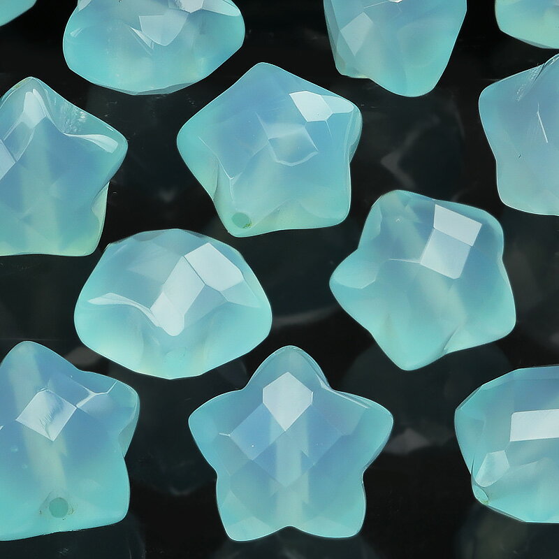 【粒販売】シーブルーカルセドニー スターカット 10mm【2粒販売】▽ シーブルーアゲート シーブルーメノウ 玉髄 Chalcedony 星型 粒売り 天然石 ...