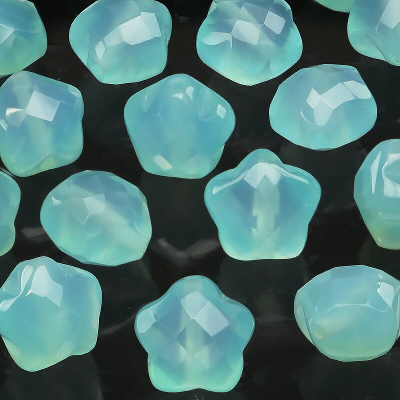 【粒販売】シーブルーカルセドニー スターカット 8mm【2粒販売】▽ シーブルーアゲート シーブルーメノウ 玉髄 Chalcedony 星型 粒売り 天然石 ビ...