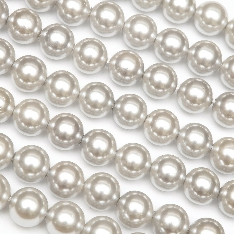 貝パール(シェルパール) シルバーカラー 丸玉 6mm【1連販売】▽ イミテーションパール ラウンド 丸ビーズ 連売り ビーズ パワーストーン パーツ アクセサ...