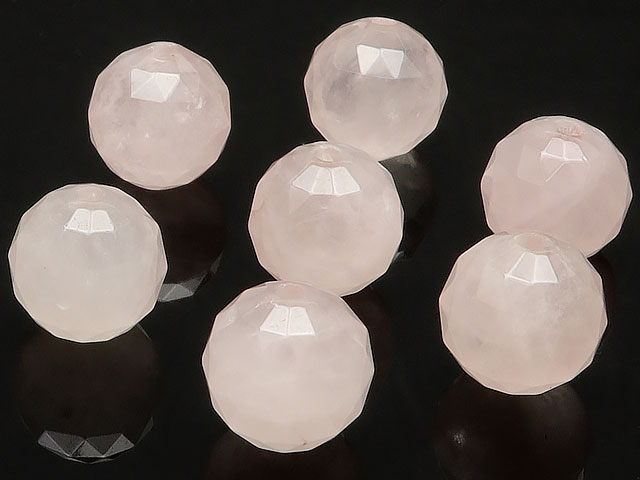 【粒販売】ローズクォーツ トライアングルカット 丸玉 10mm【14粒販売】▽ 紅水晶 バラ石英 Rose quartz 10月の誕生石 面カット ラウンドカット 粒売り 天然石 ビーズ パワーストーン パーツ アクセサリー 素材 材料