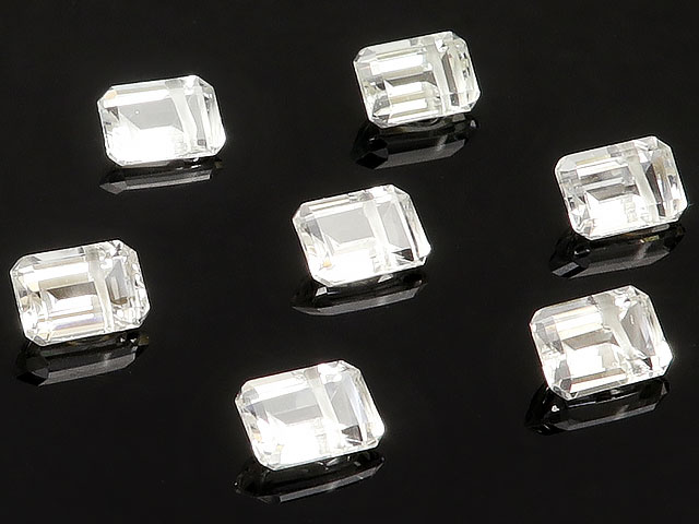 ホワイトトパーズ レクタングルファセットカット 7×5mm［プレミアムカット］▽ クリアトパーズ シルバートパーズ Topaz 11月の誕生石 粒売り 天然石 ビーズ パワーストーン パーツ アクセサリー 素材 材料