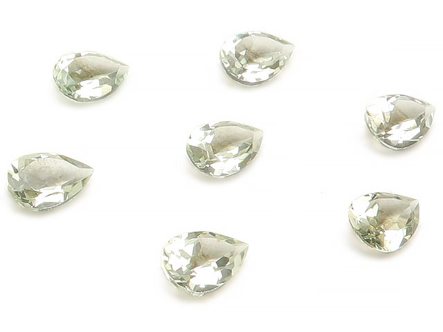 グリーンアメジスト ペアシェイプファセットカット ルース 8×5mm【10コ販売】▽ プラシオライト プラジオライト Prasiolite Amethyst 2...