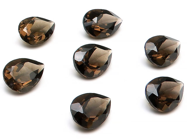 スモーキークォーツ ペアシェイプファセットカット ルース 10×7mm【7コ販売】▽ 煙水晶 Smoky quartz 裸石 粒売り 天然石 ビーズ パワースト...