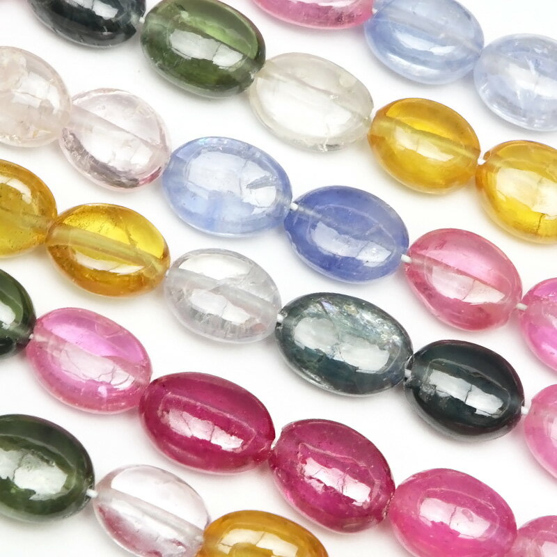 マルチカラーサファイア オーバル 4〜7mm【1連販売】▽ サファイア サファイヤ 蒼玉 Sapphire 9月の誕生石 コランダム 楕円 タンブル 連売り 天...