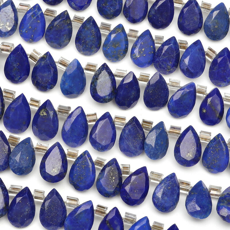 ラピスラズリ ペアシェイプファセットカット 8×5mm［プレミアムカット］▽ ラズライト 瑠璃 青金石 Lapis lazuli 12月の誕生石 しずく 雫 連売り 天然石 ビーズ パワーストーン パーツ アクセサリー 素材 材料