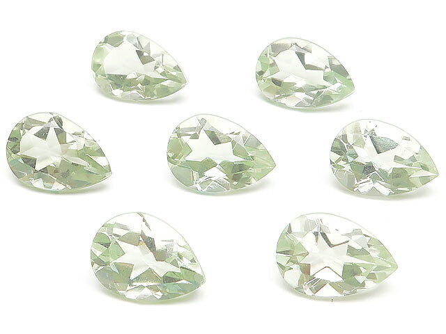 グリーンアメジスト ペアシェイプファセットカット ルース 10×7mm【4コ販売】▽ プラシオライト プラジオライト Prasiolite Amethyst 2...