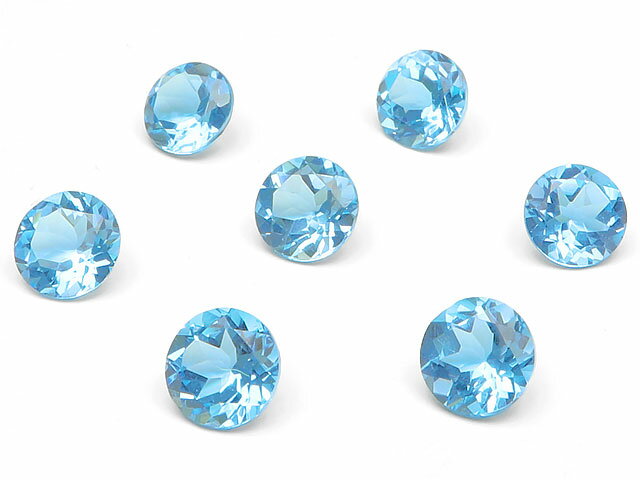 スイスブルートパーズ コインファセットカット ルース 7mm【2コ販売】▽ トパーズ ブルートパーズ Topaz 11月の誕生石 裸石 ラウンドカット 粒売り ...