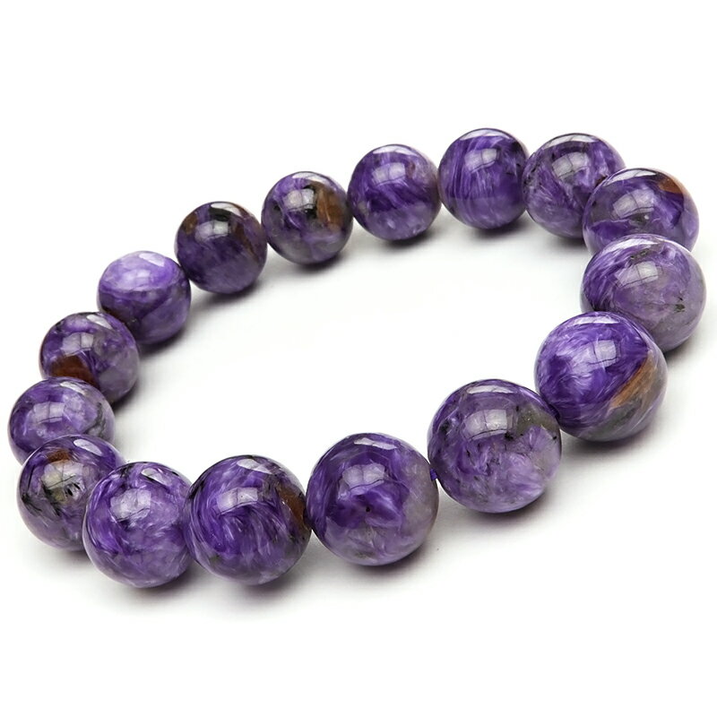 チャロアイト 丸玉ブレス 13mm No.8【1点もの】▽ チャロ石 Charoite 世界三大ヒーリングストーン ブレスレット 数珠 ラウンド 天然石 ビーズ...