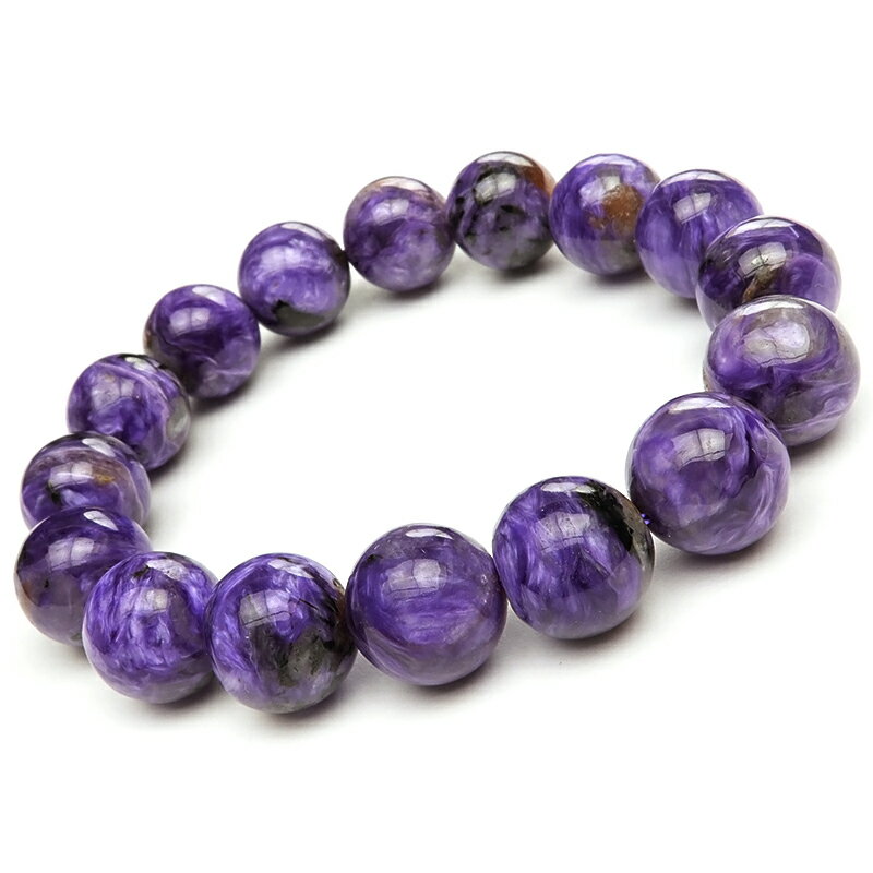 チャロアイト 丸玉ブレス 13mm No.9【1点もの】▽ チャロ石 Charoite 世界三大ヒーリングストーン ブレスレット 数珠 ラウンド 天然石 ビーズ...