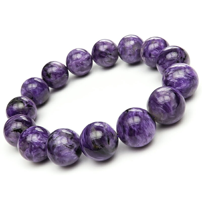 チャロアイト 丸玉ブレス 14mm No.10【1点もの】▽ チャロ石 Charoite 世界三大ヒーリングストーン ブレスレット 数珠 ラウンド 天然石 ビー...